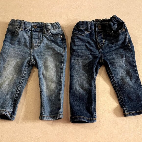 Lot of Two 9 Months Baby Oshkosh B’gosh Classic Denim Jeans E-Z Adjust Waist - Picture 1 of 8